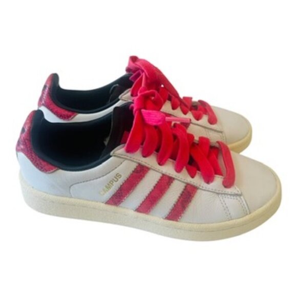 Adidas Campus Women's White pink red Leather shoes sneakers size US 5 Medium fit - Picture 8 of 14